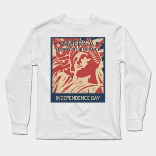 US Statue Of Liberty 4 Of July American Long Sleeve T-Shirt